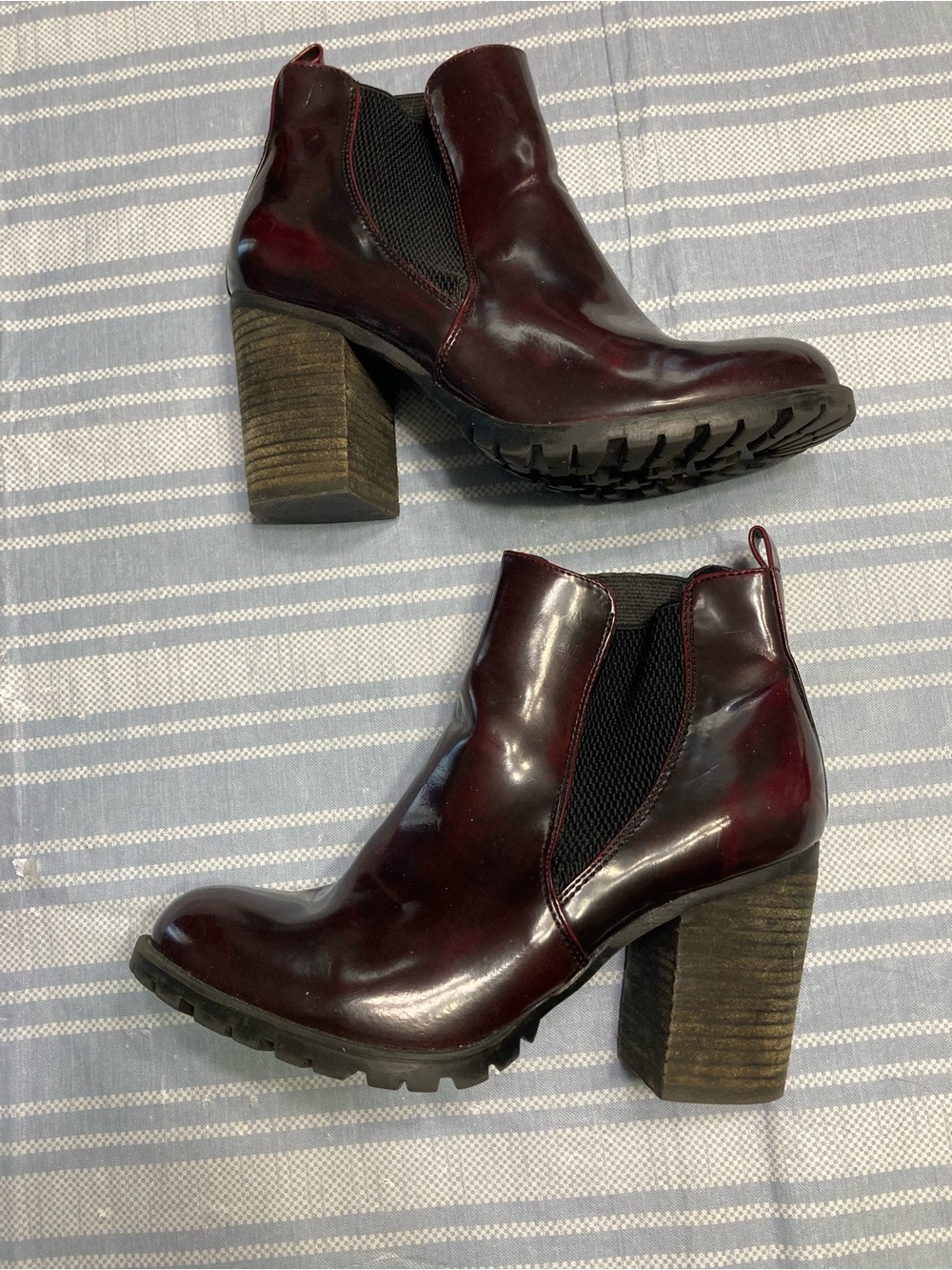 Steve Madden “Lyonn” black cherry ankle boots.